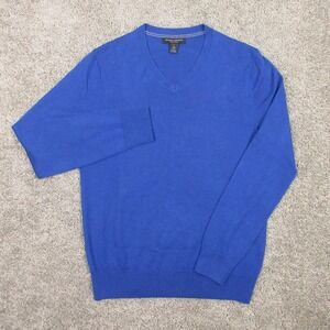 Banana Republic Sweater Mens Small Blue V-Neck Luxury Blend Silk Cashmere Knit